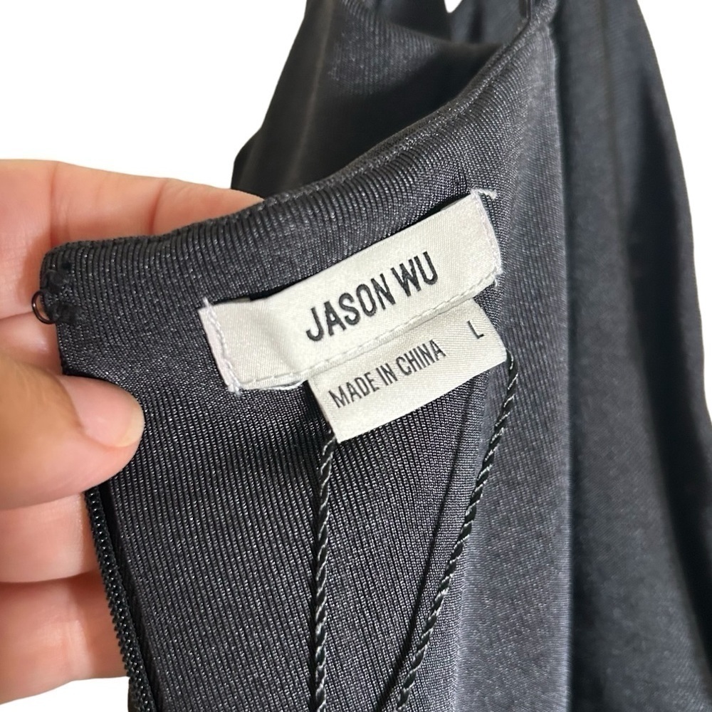Jason Wu Emmett Black Cowl Neck Wide Leg Jumpsuit Gold Rhinestone Straps L - Picture 9 of 16